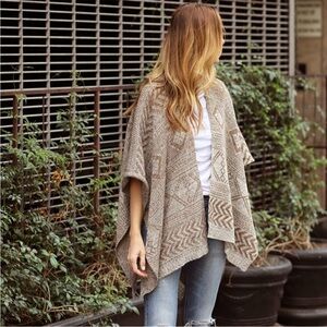 The Jetset Diaries Indie Folk Knit Poncho Shawl Open Tribal Design X Revolve